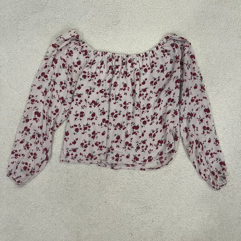 Hollister Long Sleeve Off the Shoulder Floral Top